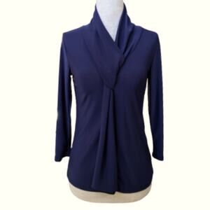 Tiffany & Grey Twist Knot Navy Blue Top PS